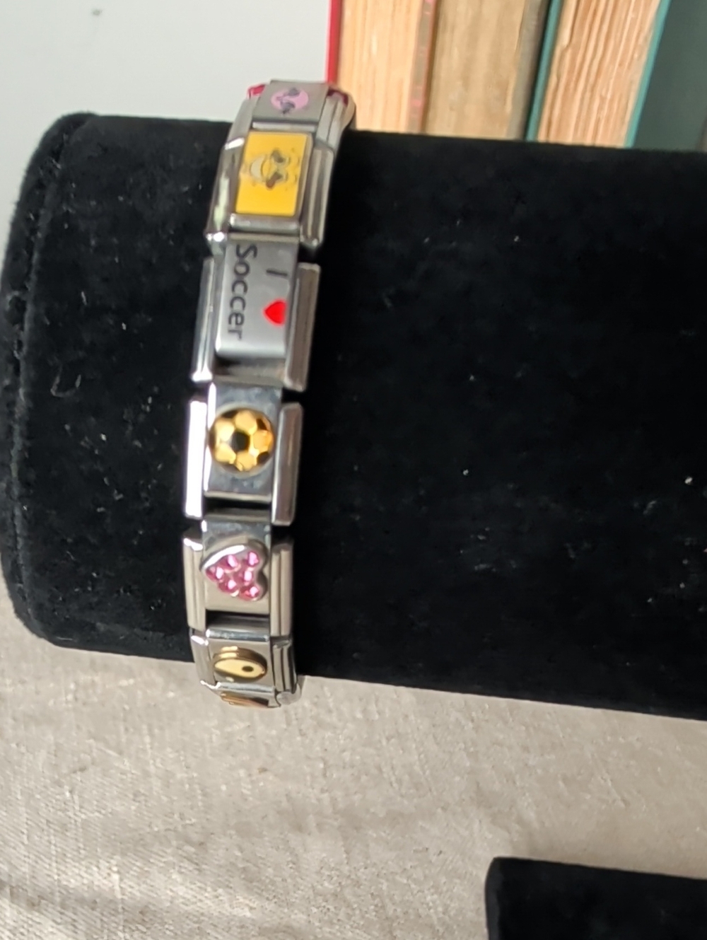 Y2K Essenza Italian Charm Link Bracelet Rainbow Yin Yang Soccer Stainless Steel